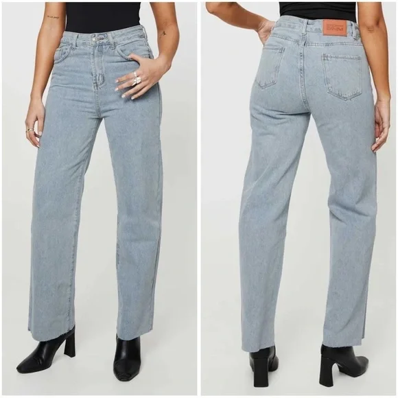 Princess Polly PP DNM Kalinda Light Wash Denim Blue Jeans Size 4 - Picture 13 of 13